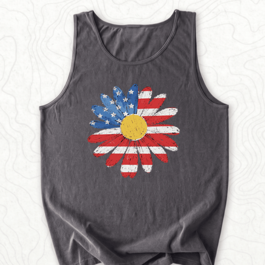 American Flag Daisy Tank Top - Pepper