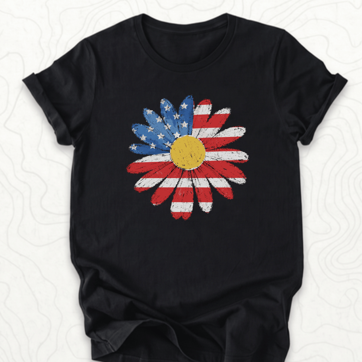 American Flag Daisy Tee - Black