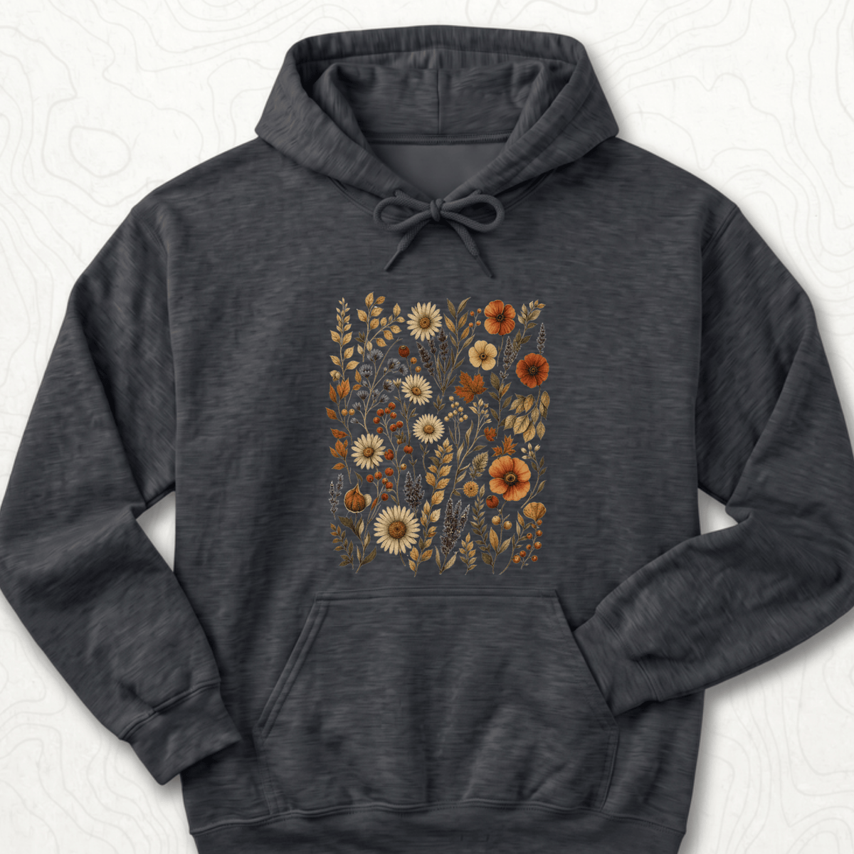 Autumn Wildflowers Hoodie - Dark Heather