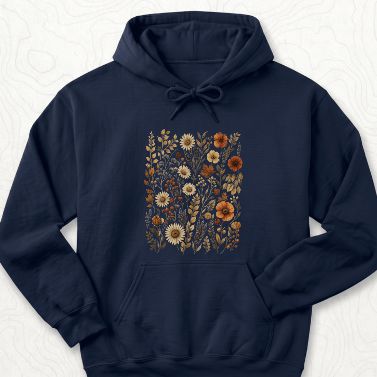 Autumn Wildflowers Hoodie - Navy