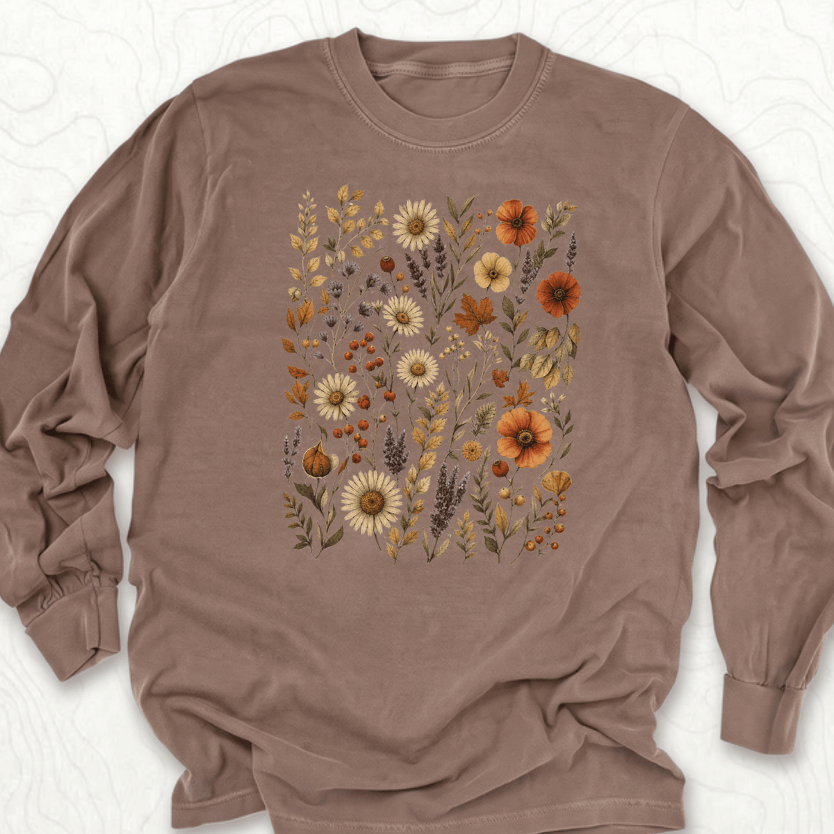 Autumn Wildflowers LS T-shirt - Espresso