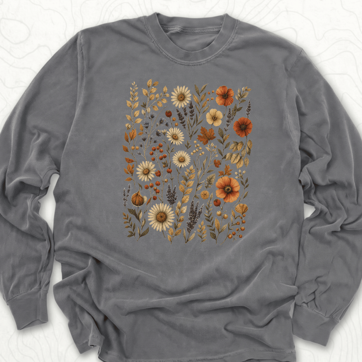 Autumn Wildflowers LS T-shirt - Pepper