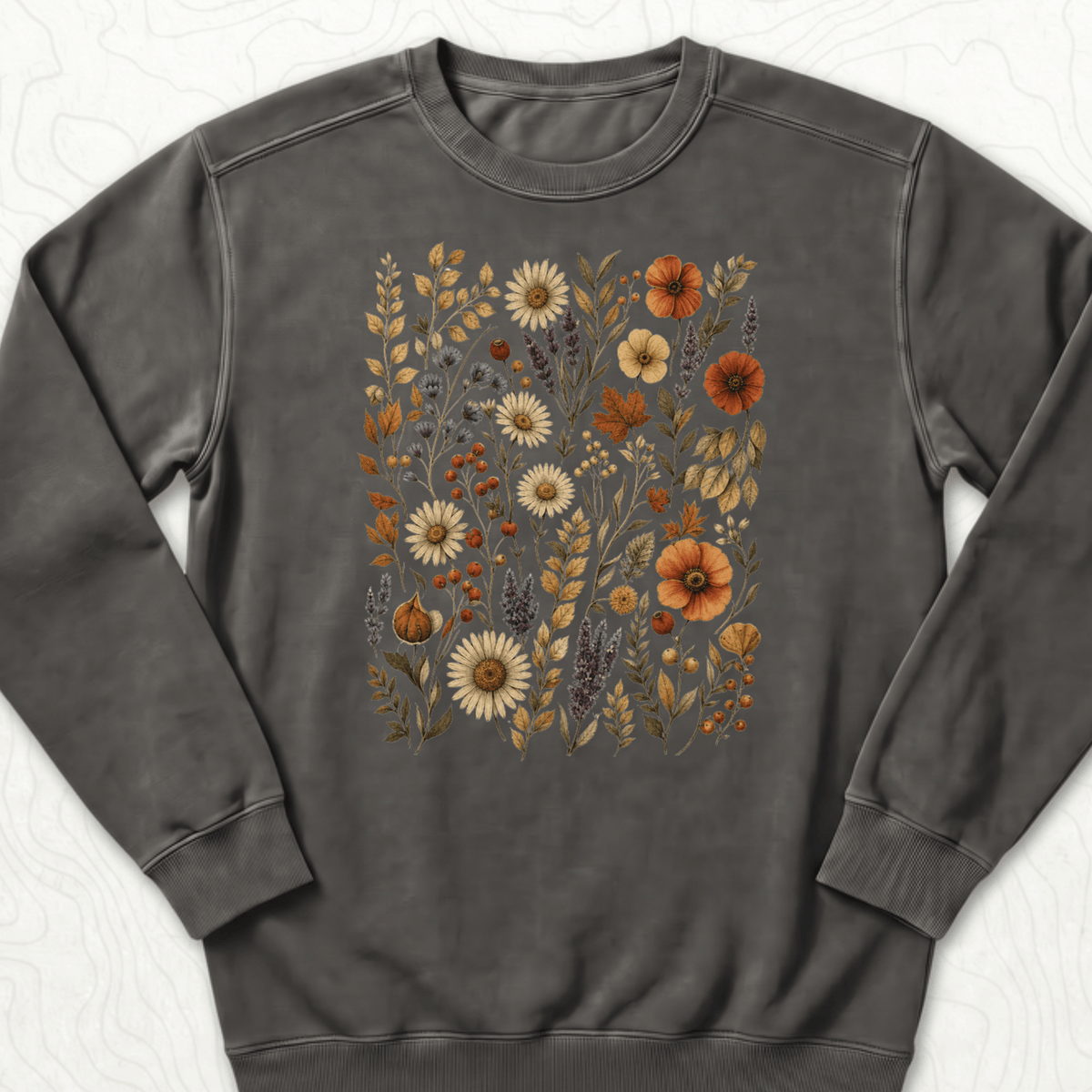 Autumn Wildflowers Sweatshirt - Pepper
