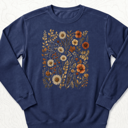 Autumn Wildflowers Sweatshirt - True Navy