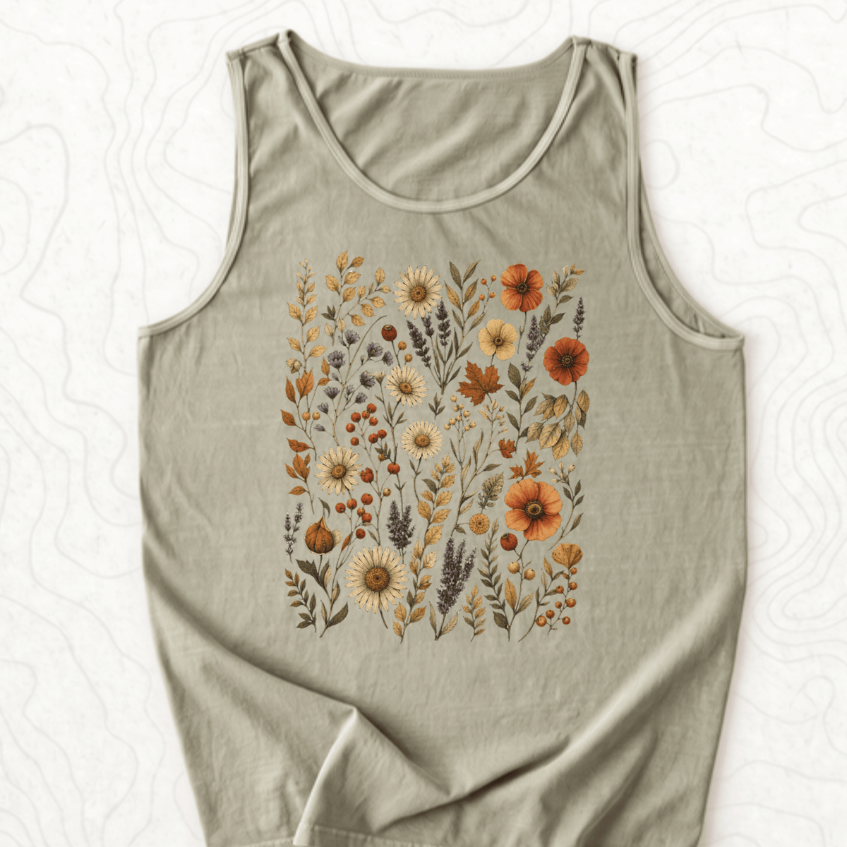 Autumn Wildflowers Tank Top - Sandstone