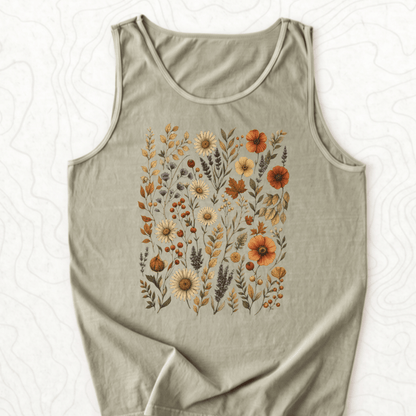 Autumn Wildflowers Tank Top - Sandstone
