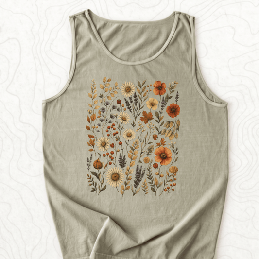 Autumn Wildflowers Tank Top - Sandstone