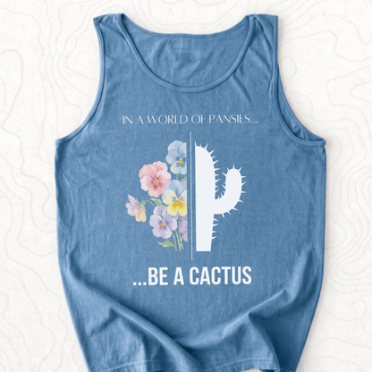 Be A Cactus Tank Top - Blue Jean