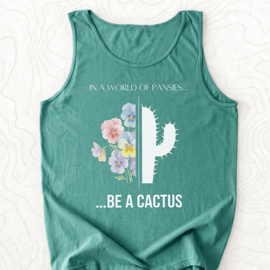Be A Cactus Tank Top - Light Green