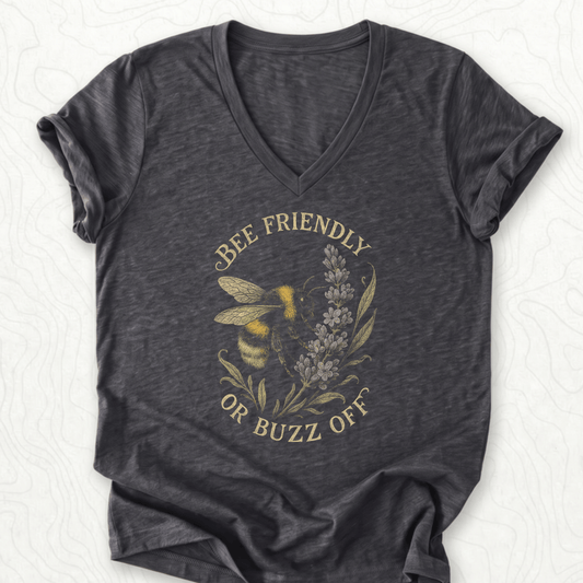 Bee Friendly V-Neck - Dark Grey Heather