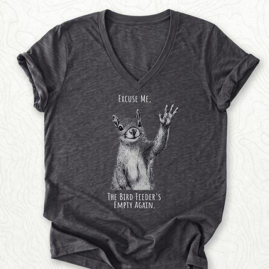 Bird Feeder Empty V-Neck - Dark Grey Heather