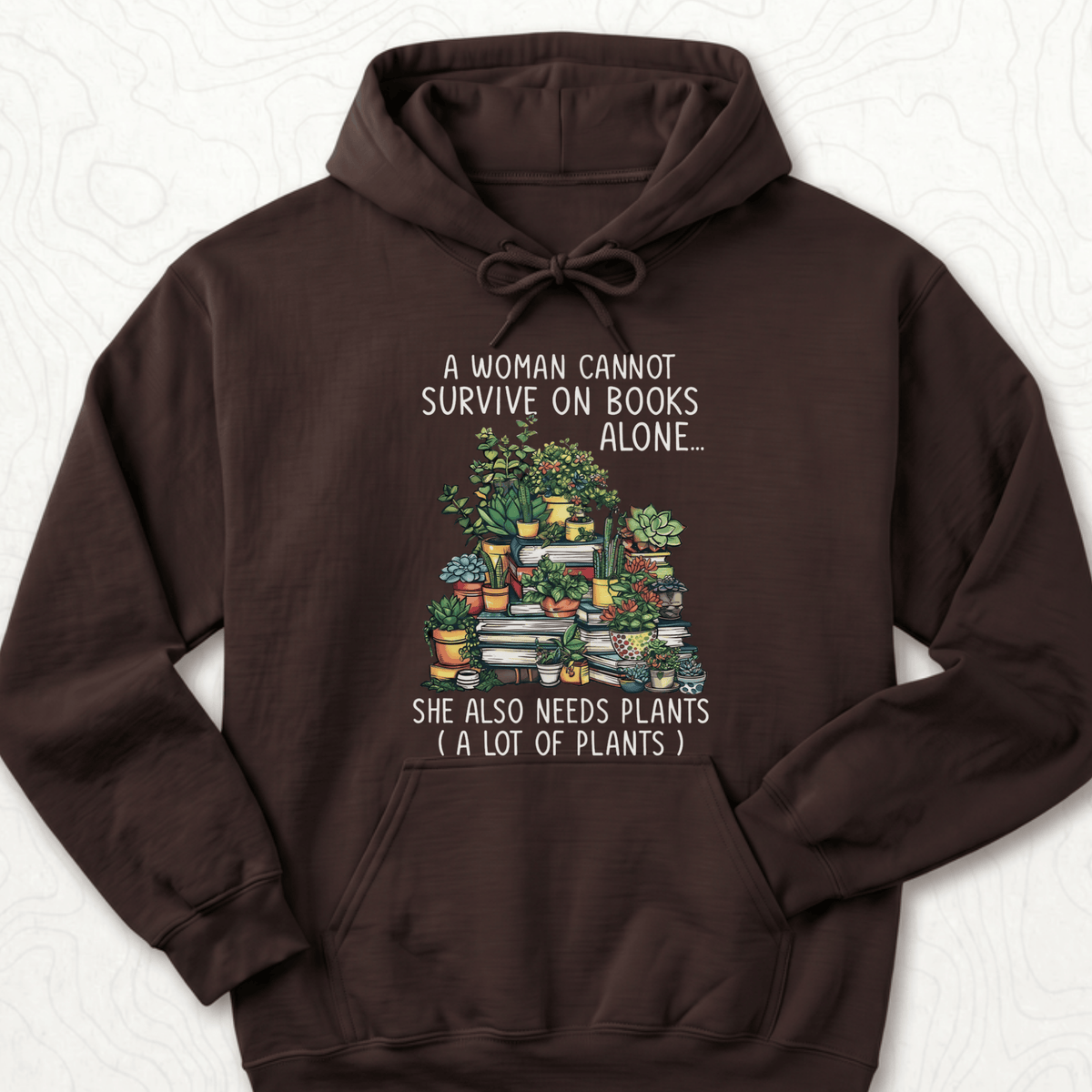 Books And Plants Hoodie - Dark Chocolate