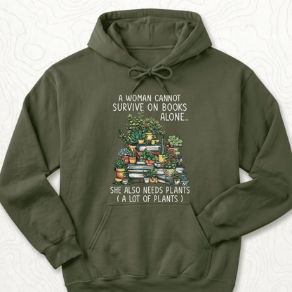 Books And Plants Hoodie - Military Green