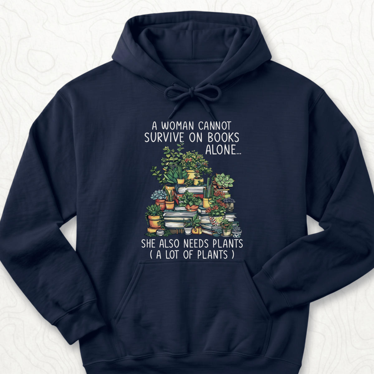 Books And Plants Hoodie - Navy