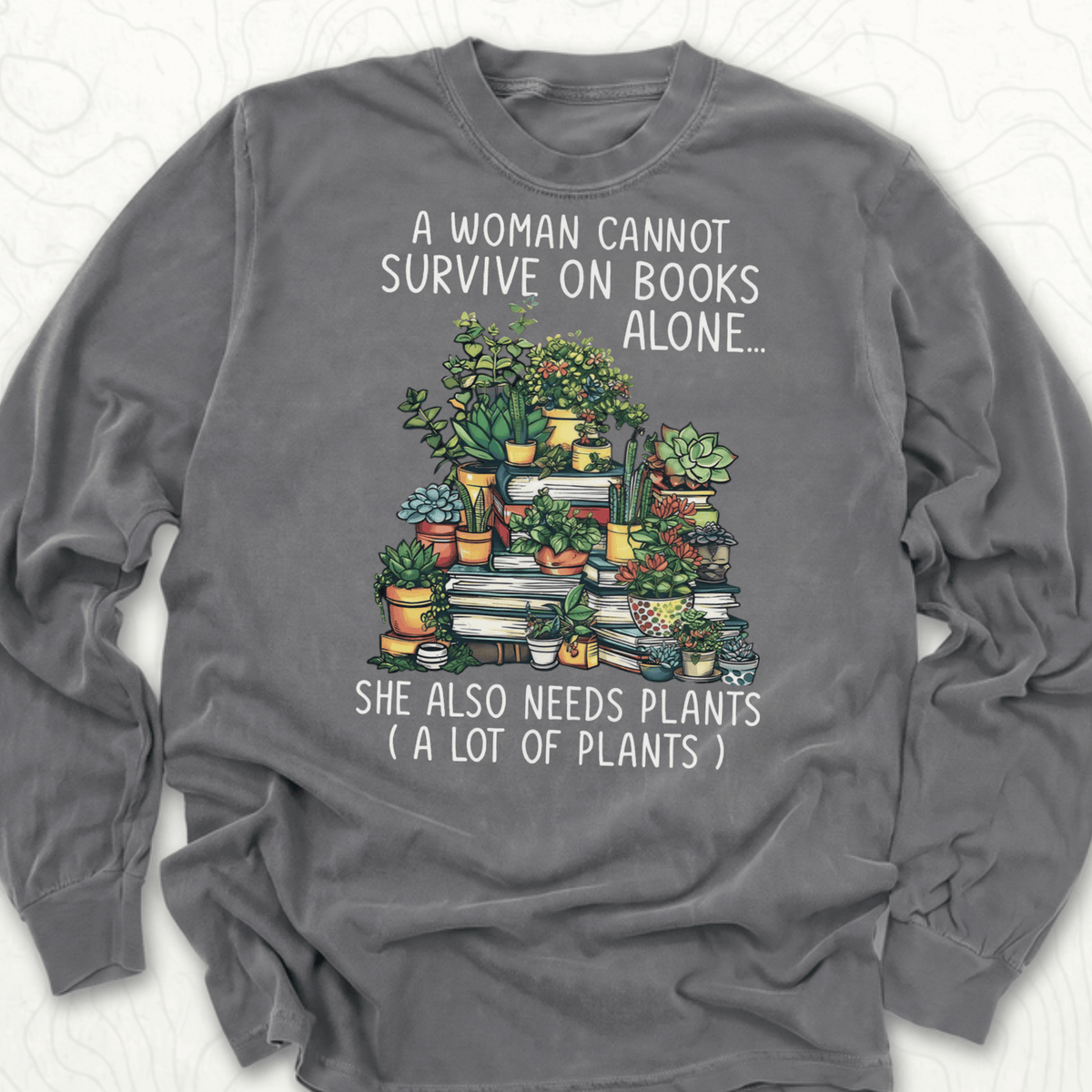 Books And Plants LS T-shirt - Pepper