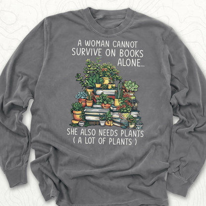 Books And Plants LS T-shirt - Pepper