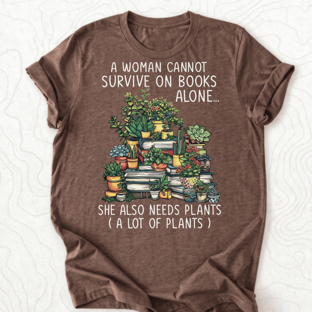 Books And Plants Tee - Heather Brown