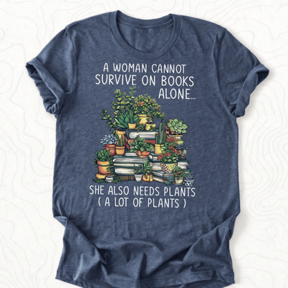 Books And Plants Tee - Heather Navy