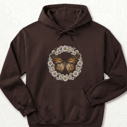 Butterfly Daisy Wreath Hoodie - Dark Chocolate