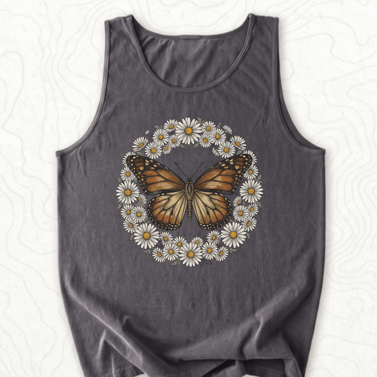 Butterfly Daisy Wreath Tank Top - Pepper