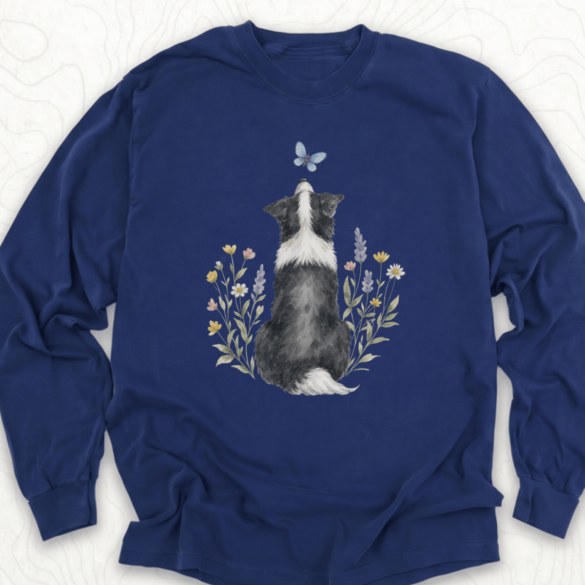 Butterfly Dog LS T-shirt - True Navy
