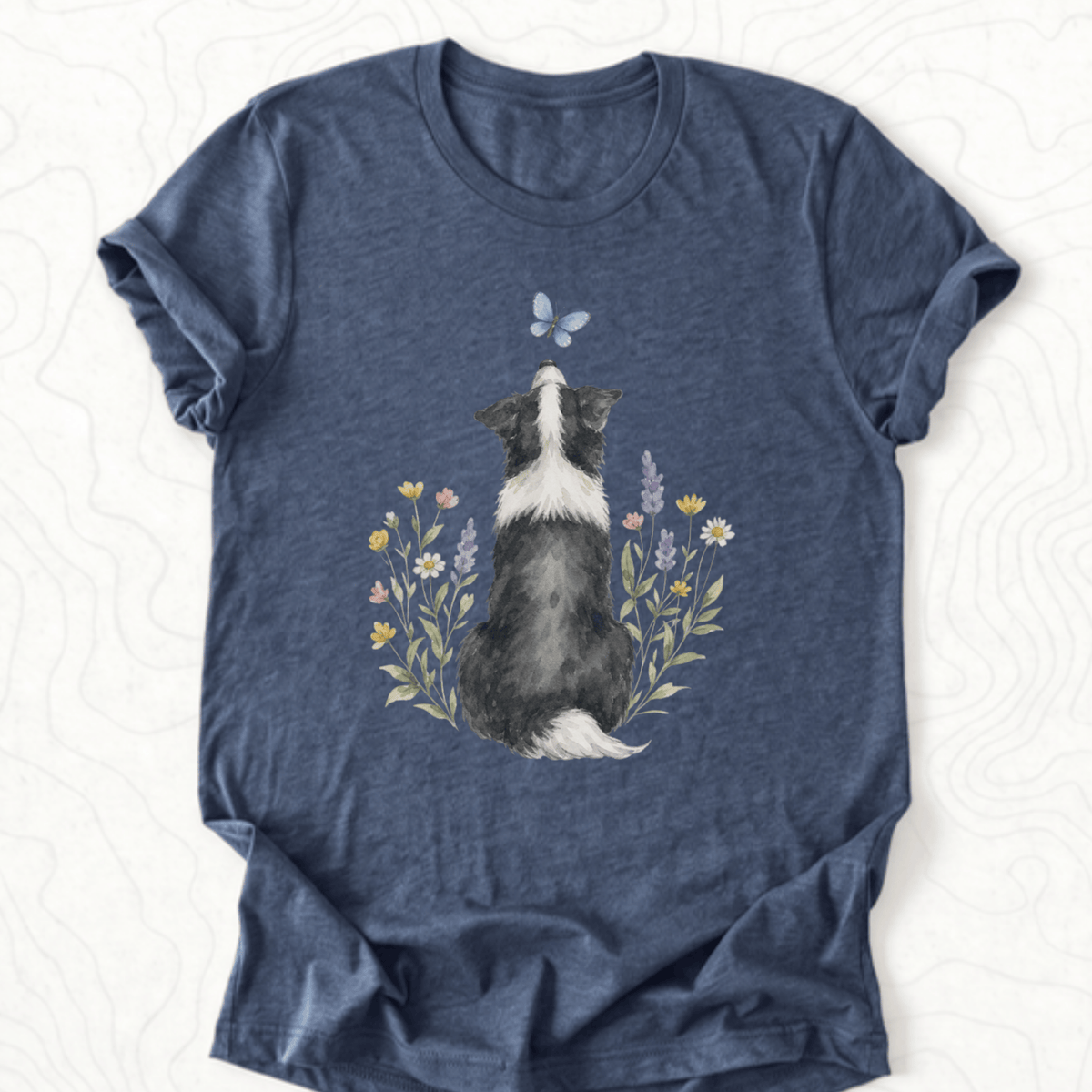 Butterfly Dog Tee - Heather Navy
