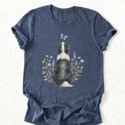 Butterfly Dog Tee - Heather Navy