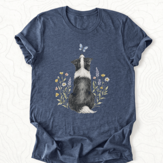 Butterfly Dog Tee - Heather Navy
