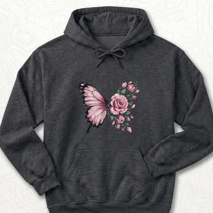 Butterfly Rose Hoodie - Dark Heather