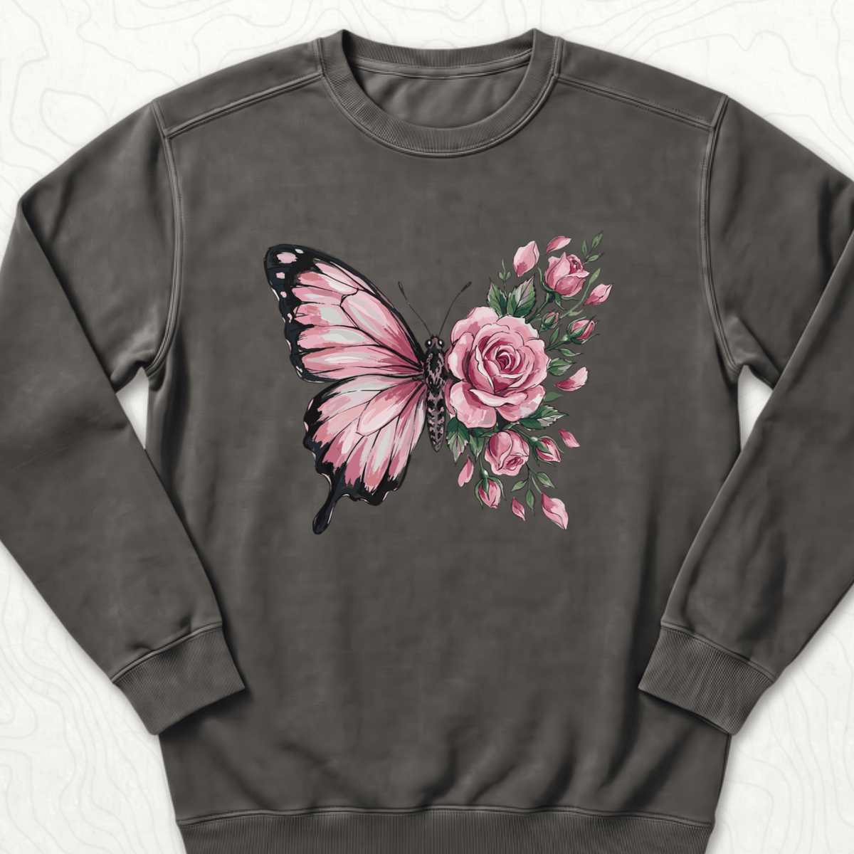 Butterfly Rose Sweatshirt - Pepper
