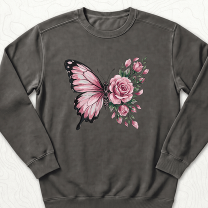 Butterfly Rose Sweatshirt - Pepper