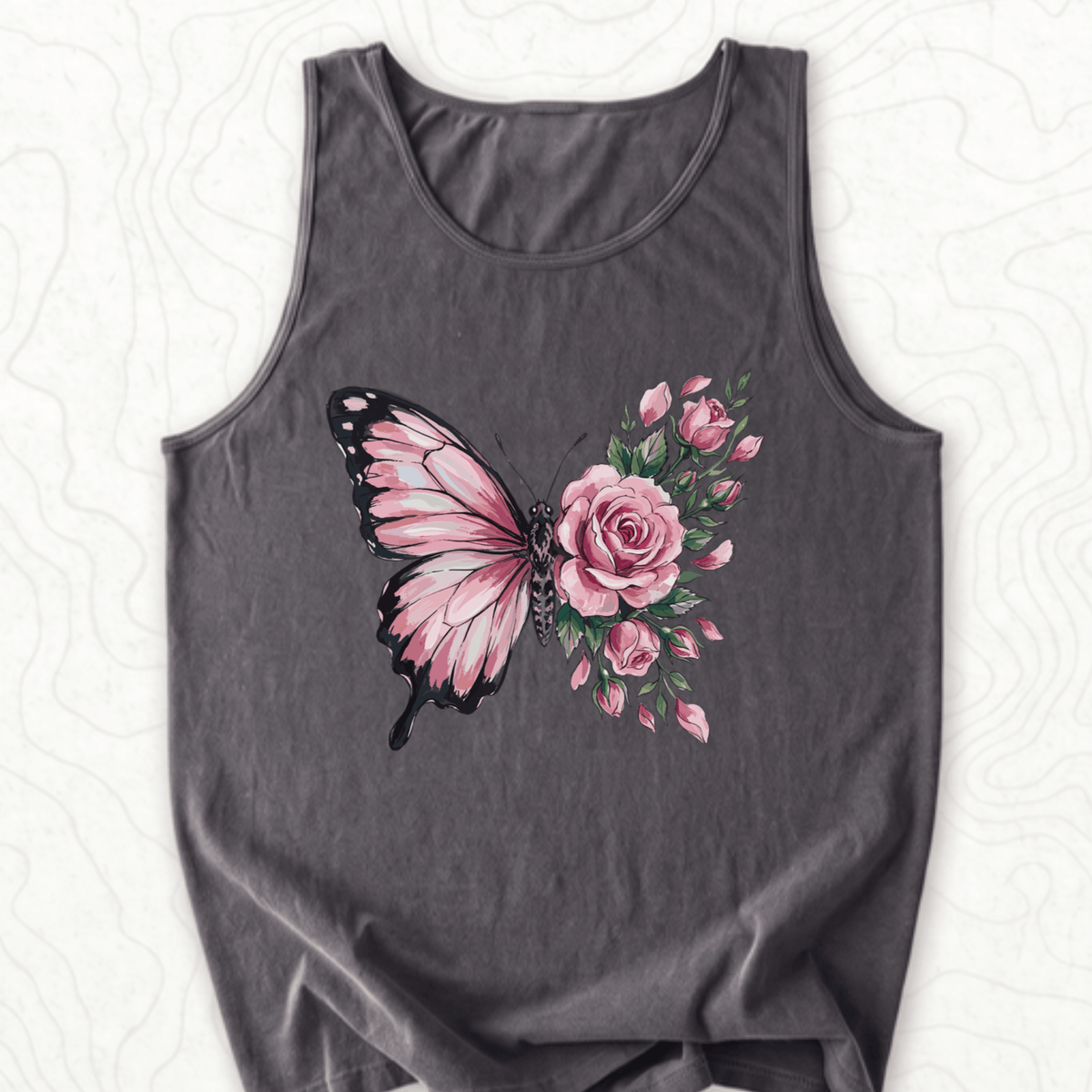 Butterfly Rose Tank Top - Pepper