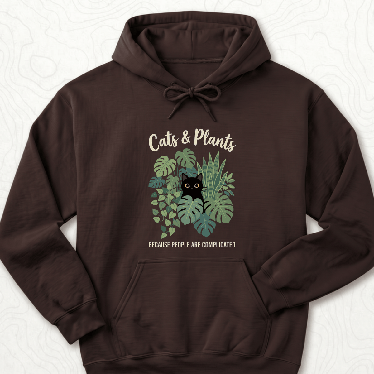 Cats And Plants Hoodie - Dark Chocolate