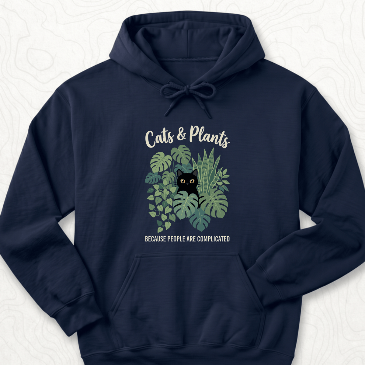 Cats And Plants Hoodie - Navy