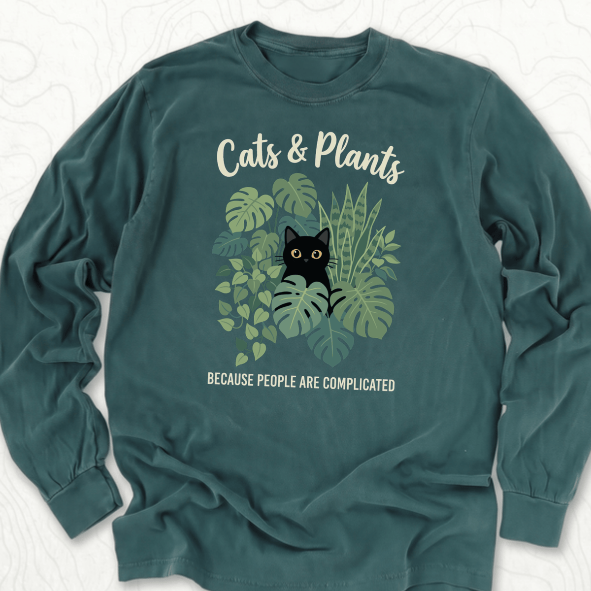 Cats And Plants LS T-shirt - Blue Spruce