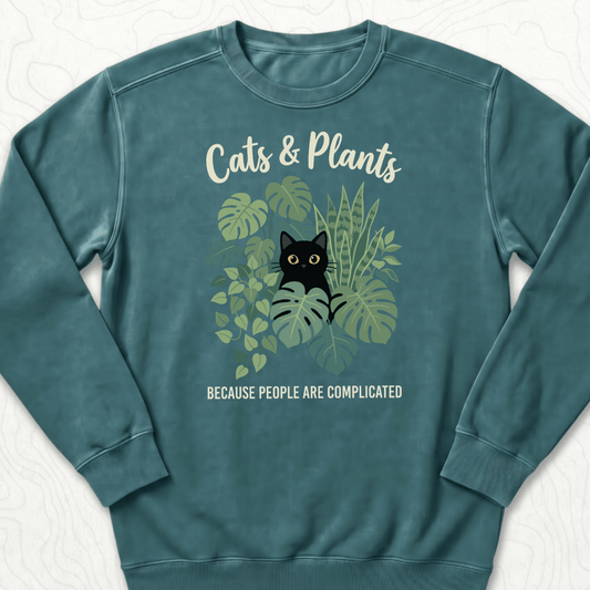 Cats And Plants Sweatshirt - Blue Spruce