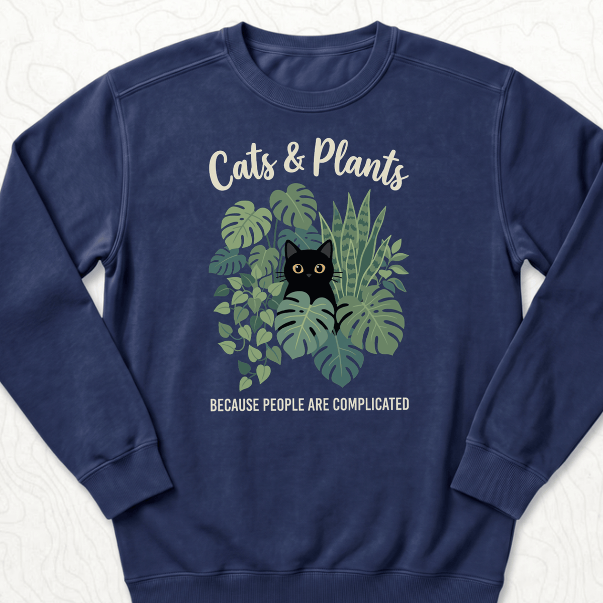 Cats And Plants Sweatshirt - True Navy
