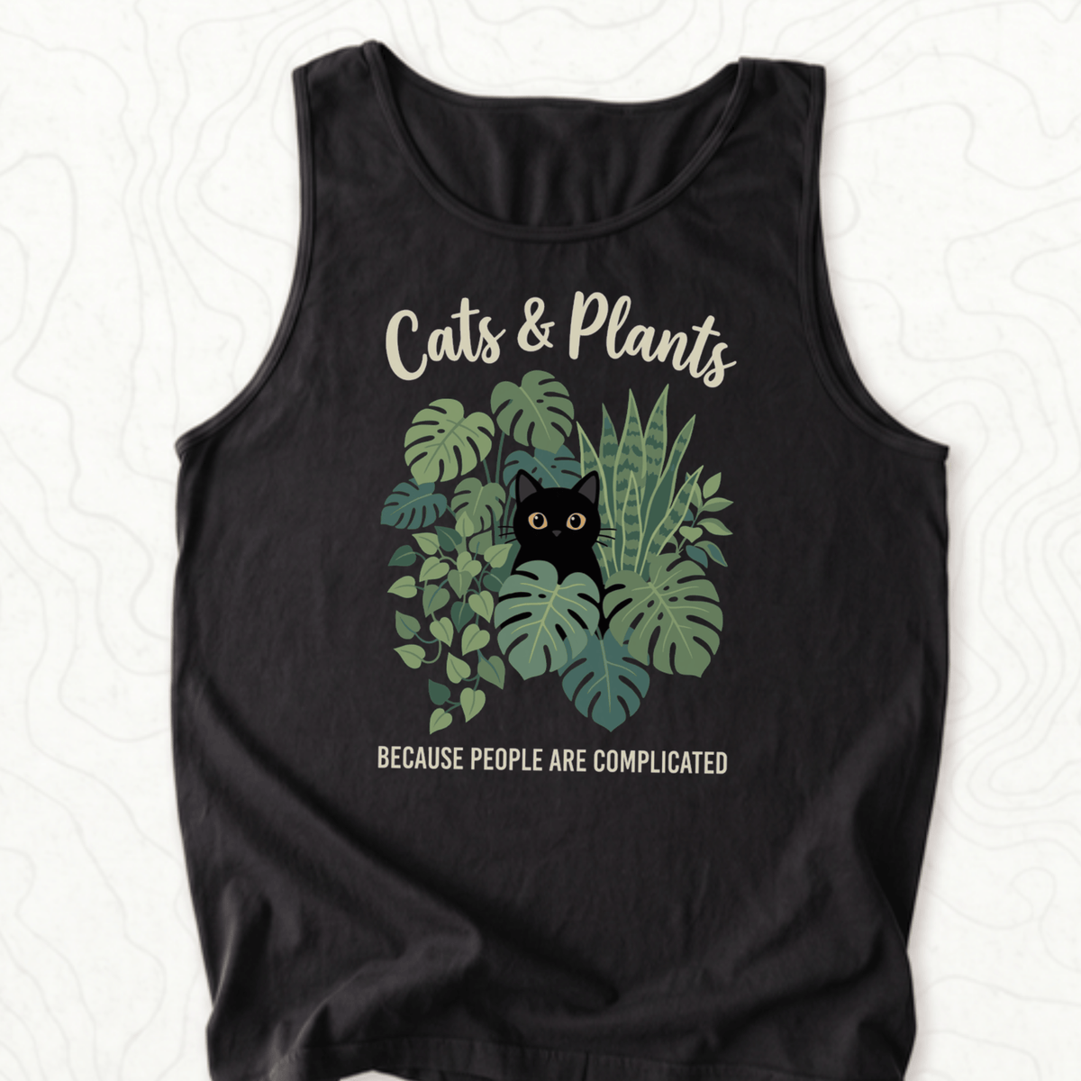Cats And Plants Tank Top - Black