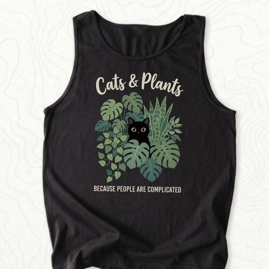 Cats And Plants Tank Top - Black
