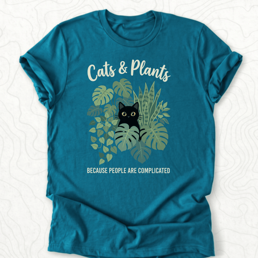 Cats And Plants Tee - Deep Teal