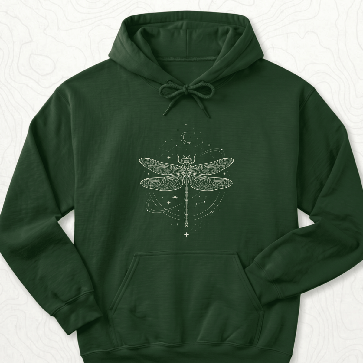 Celestial Dragonfly Hoodie - Forest Green