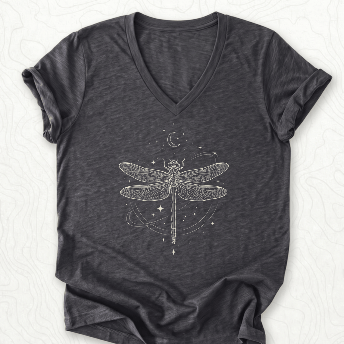 Celestial Dragonfly V-Neck - Dark Grey Heather