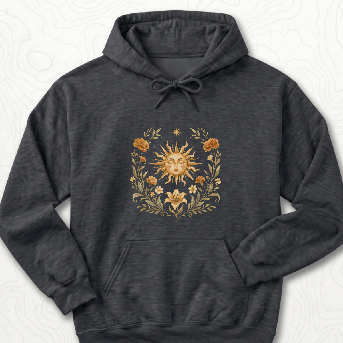 Celestial Sunflower Hoodie - Dark Heather