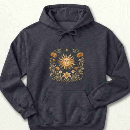 Celestial Sunflower Hoodie - Dark Heather