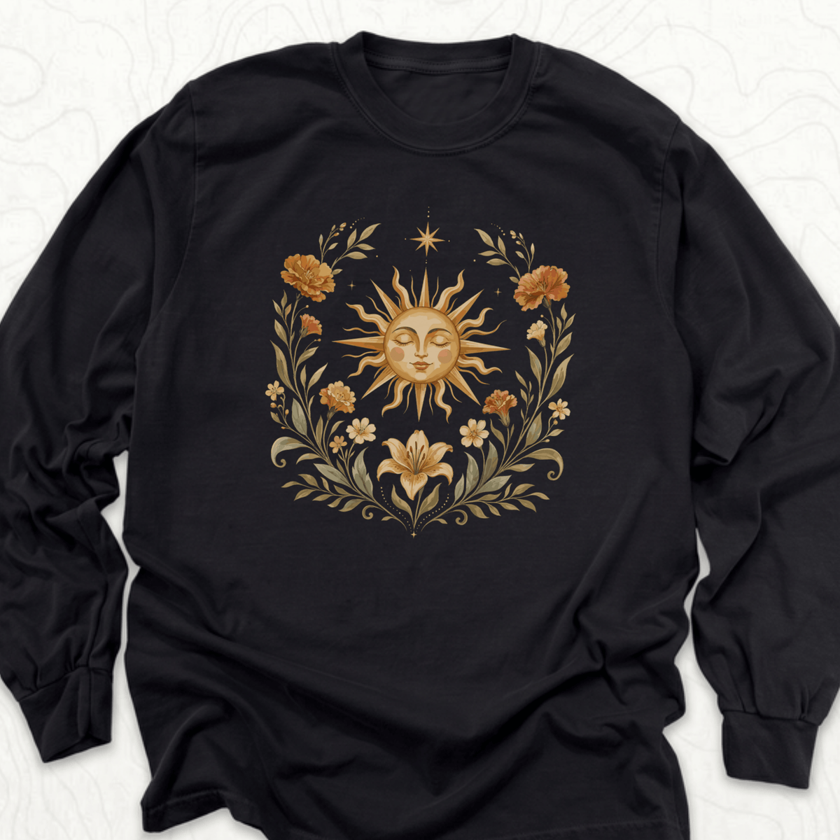 Celestial Sunflower LS T-shirt - Black
