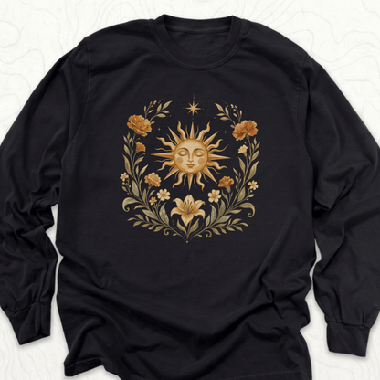 Celestial Sunflower LS T-shirt - Black
