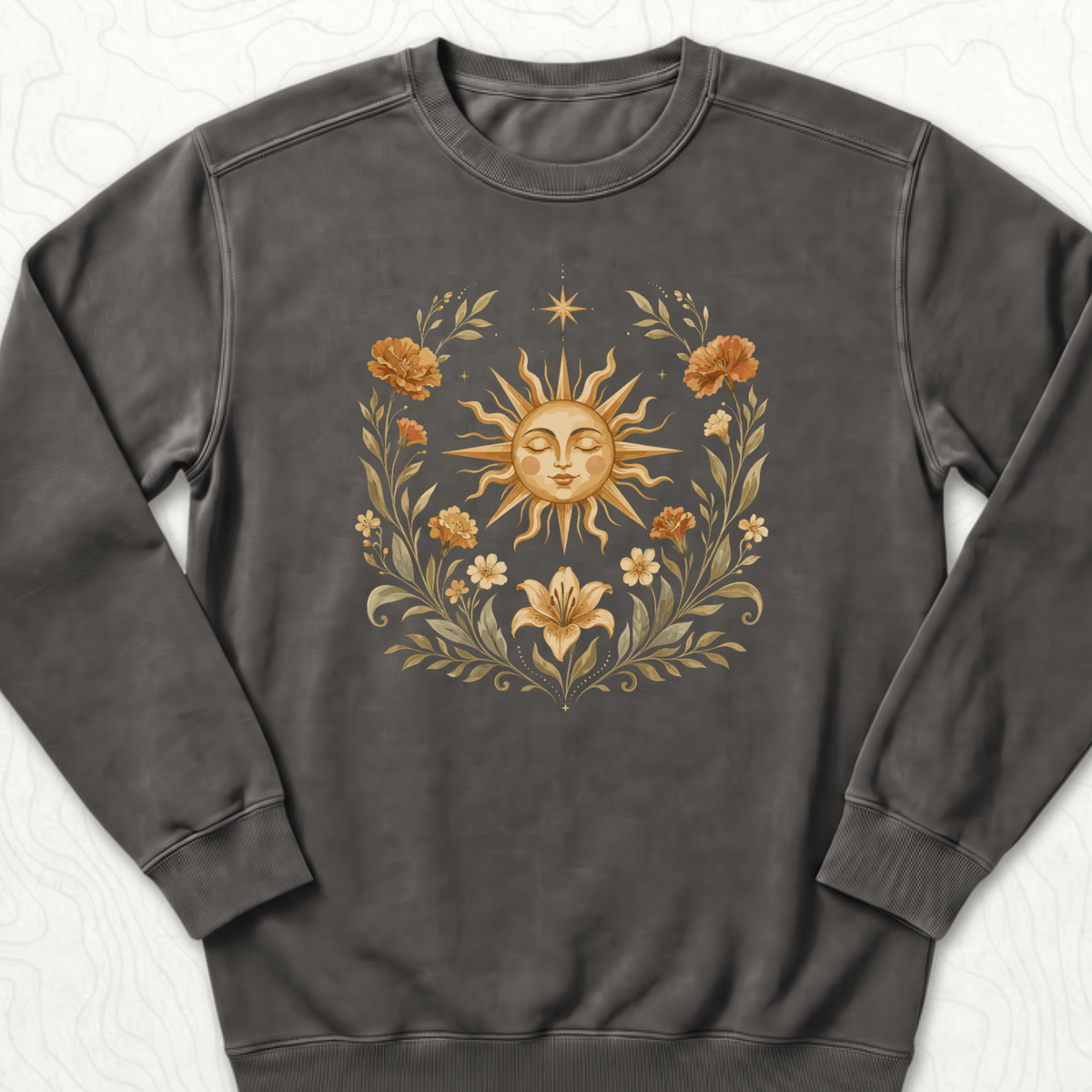 Celestial Sunflower Sweatshirt - Pepper