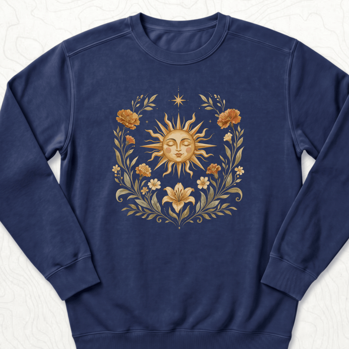 Celestial Sunflower Sweatshirt - True Navy