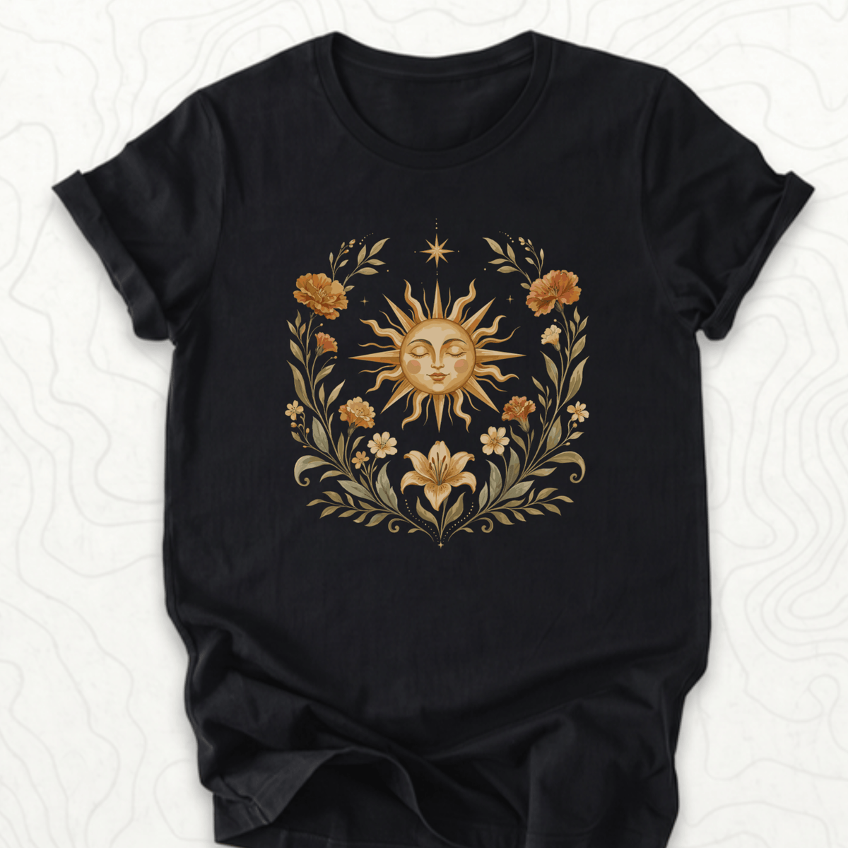 Celestial Sunflower Tee - Black