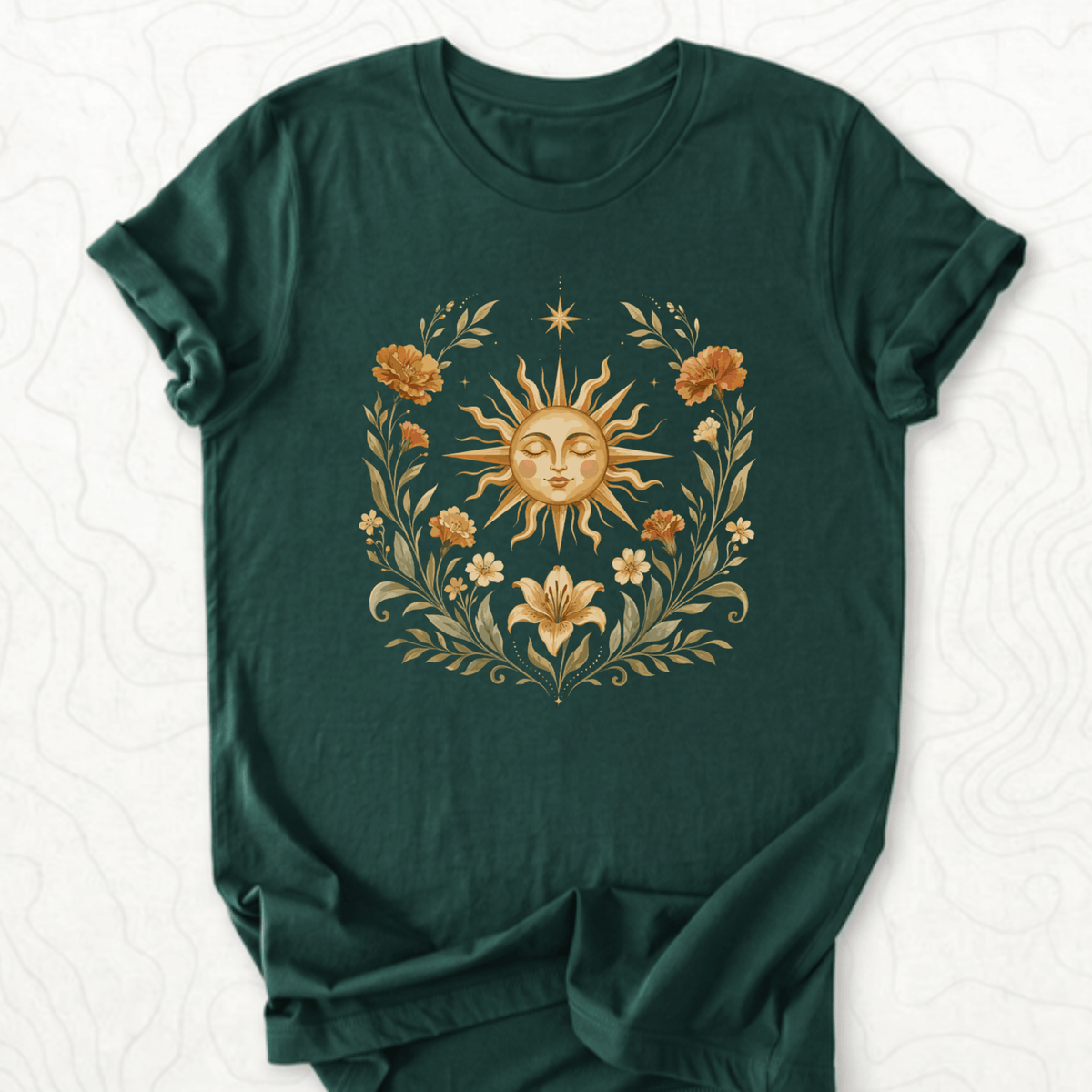 Celestial Sunflower Tee - Forest